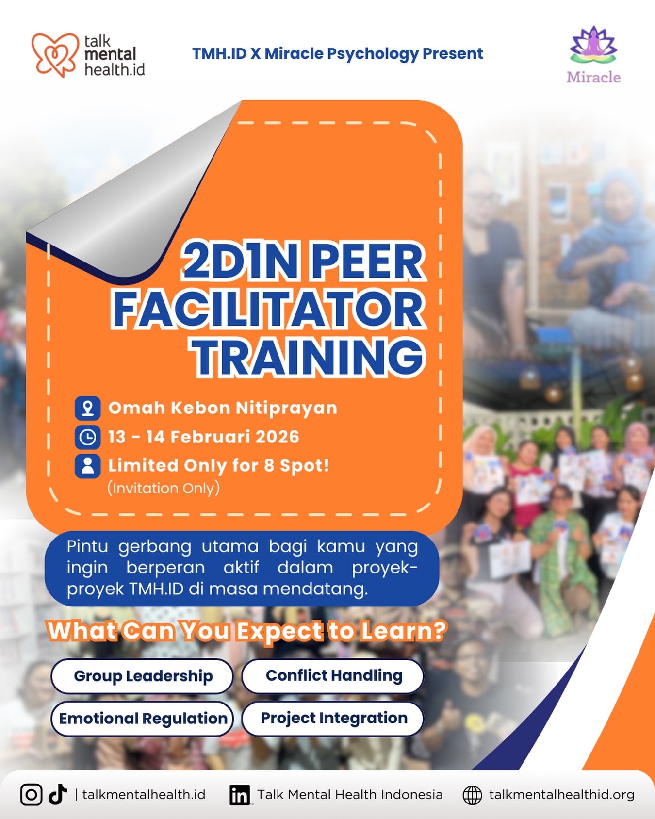 Panggilan buat kamu yang siap jadi lebih dari sekadar pendengar! Daftar sebagai Peer Facilitator bersama Talk Mental Health Indonesia.
