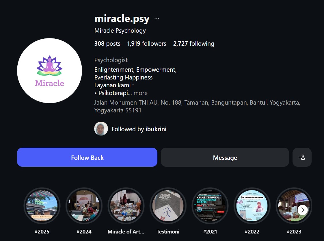 Instagram @miracle.psy Dibuka